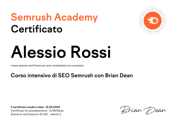 CERTIFICATO SEMRUSH